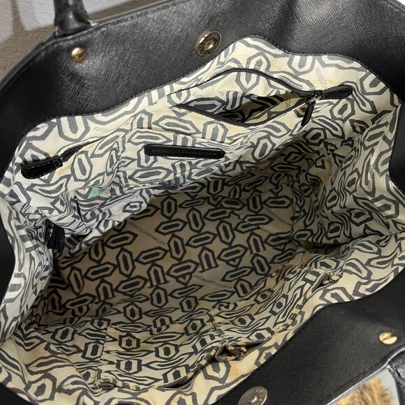 Rebecca Minkoff Women's Black Gold Embossed Leather Shoulder Tote Bag - Picture 6 of 9